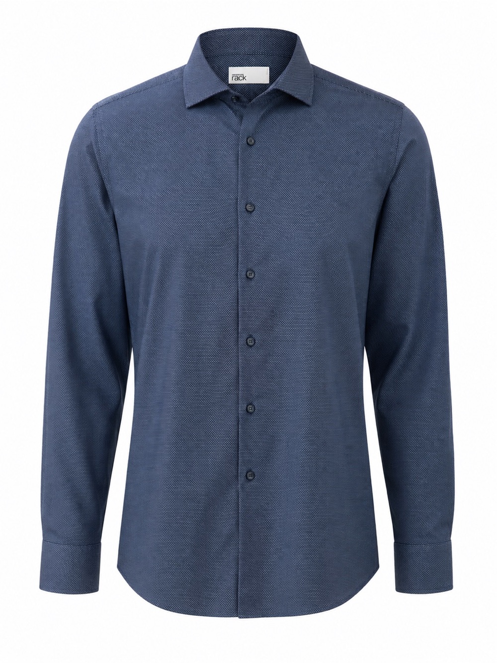 Men's Long-Sleeve Dress Slim Fit Shirt — Navy Textured